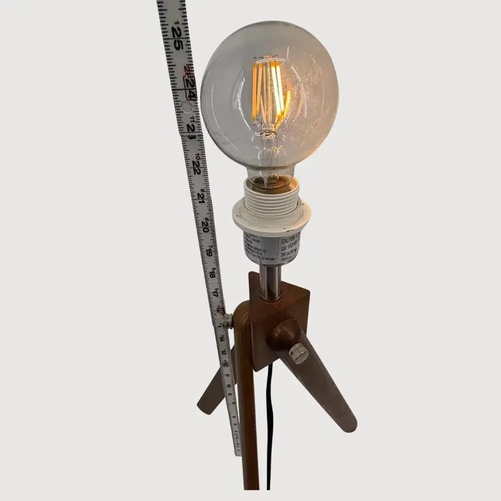 Solid Wood Tripod Table Lamp Mid Century Modern Oak